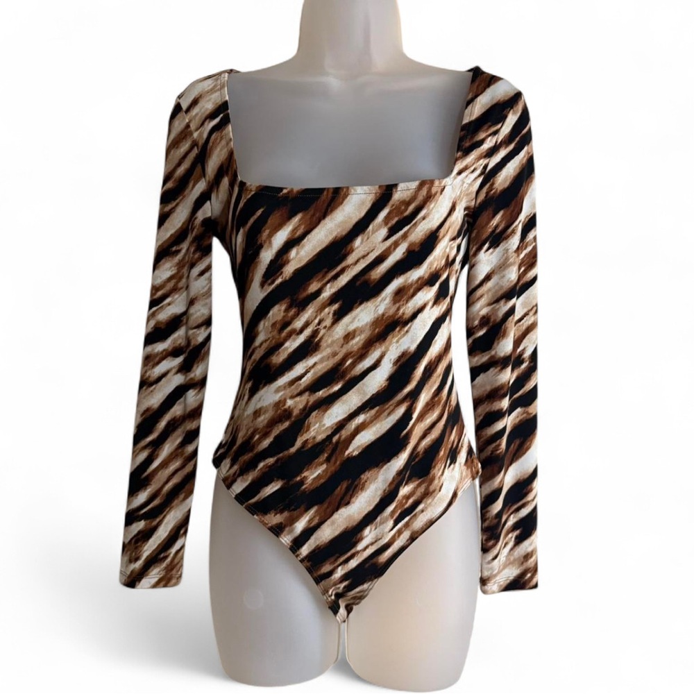 Leith Brown and Black Animal Print Bodysuit